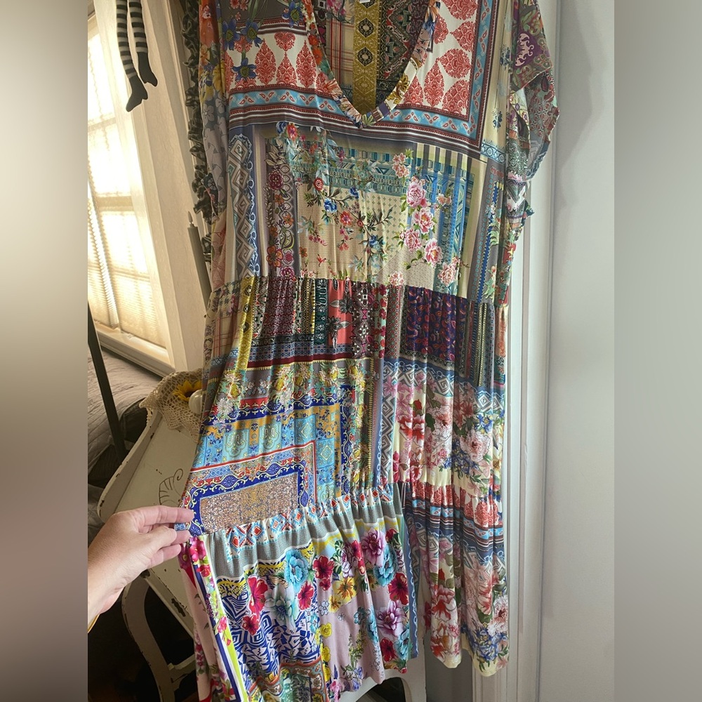 Johnny Was Patchwork Dress *small hole*